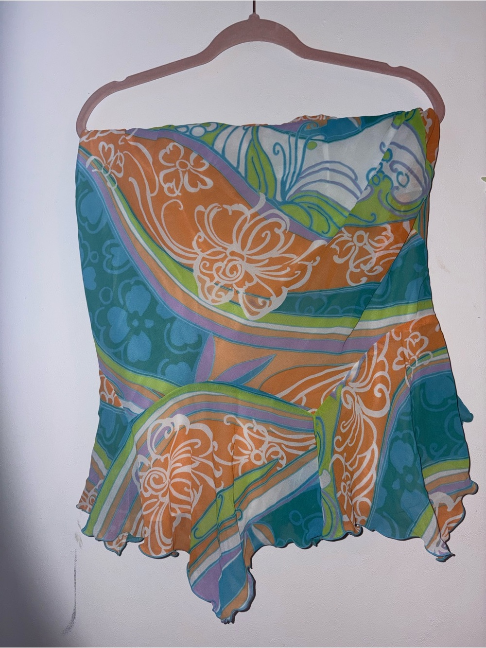 Floral Skirt in Teal & Orange